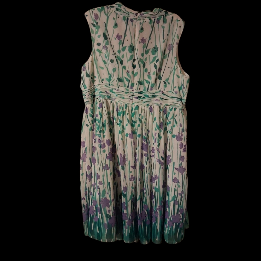 Jessica London Purple and Green Sleeveless Sundress Midi - Picture 5 of 6